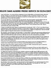 ARENES D ORAN APS DU 02 04 2007